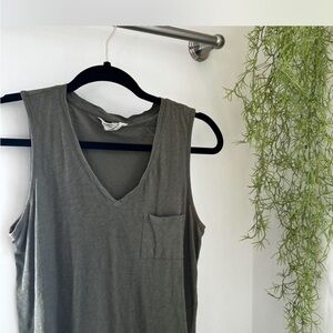 Sleeveless V-Neck Top in Olive Green